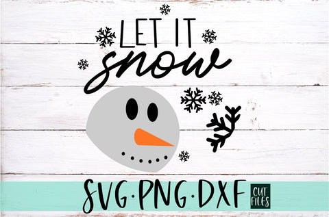 Let It Snow With Snowman Face SVG | Round Christmas Door Sign SVG SVG RedFoxDesignsUS 