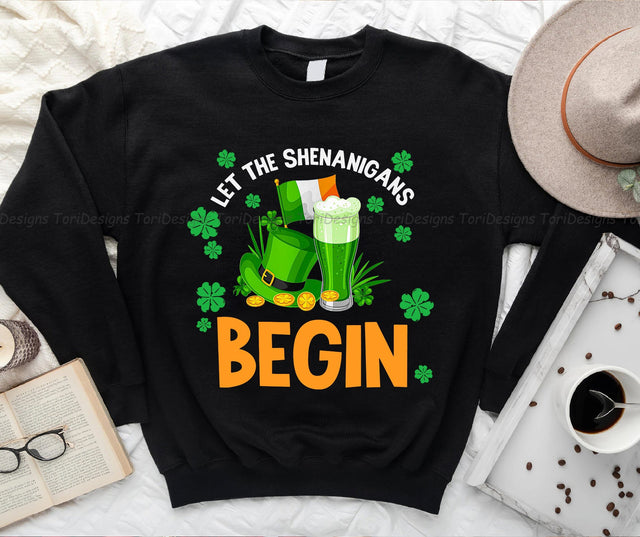 Let the Shenanigans Began St Patricks Day Green Shamrock PNG sublimation design Sublimation ToriDesigns 