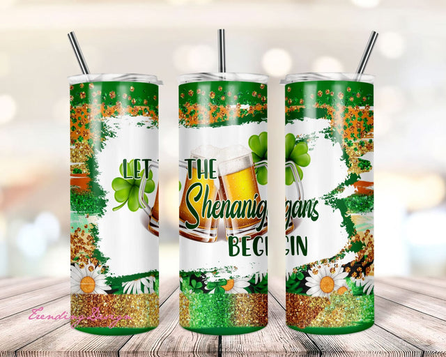 Let the shenanigans begin Argyle St Patricks day 20 ounce wrap for sublimation, waterslide High res PNG digital file- Straight only Sublimation TrendingDesign 