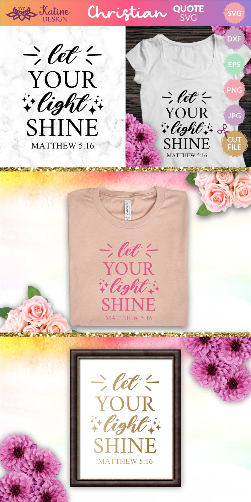 Let your light shine, Bible verse svg, christian svg, christian quote ...