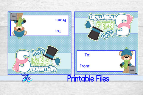 Let's Build A Snowman Bag Topper - Blue 3D Paper Family Creations 