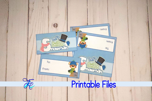 Let's Build A Snowman Bag Topper - Blue 3D Paper Family Creations 