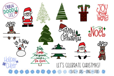 Let's Celebrate Christmas! SVG Cute Files for Cricut and Silhouette SVG Digital Doodle Pad 