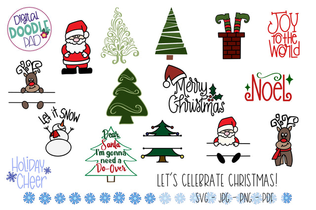 Let's Celebrate Christmas! SVG Cute Files for Cricut and Silhouette SVG Digital Doodle Pad 