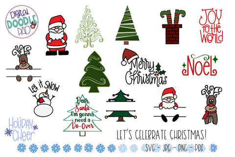 Let's Celebrate Christmas! SVG Cute Files for Cricut and Silhouette SVG Digital Doodle Pad 