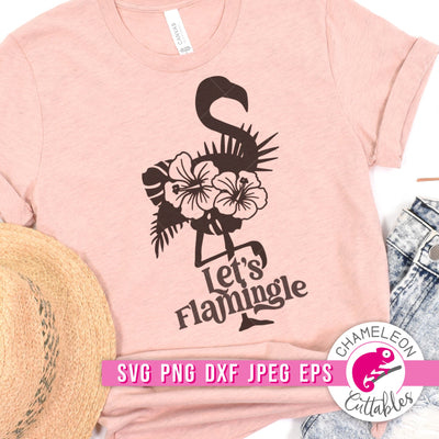 Let's flamingle flower flamingo svg png dxf eps jpeg SVG Chameleon Cuttables 