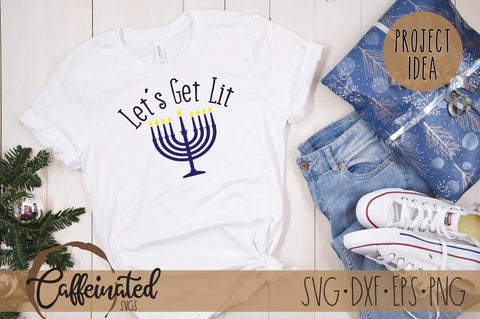 Let's Get Lit SVG, Hanukkah Menorah SVG SVG Caffeinated SVGs 
