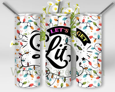 Let's Get Lit Tumbler Png, Christmas Lights 20oz Tumbler Wrap, Christmas Tumbler Design, Winter Design Png, Xmas Sublimation Design, Instant Download Sublimation WillowSageDesign 