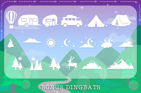 Let's Go Camping! - A Camping & Hiking Font with Extras SVG Feya's Fonts and Crafts 