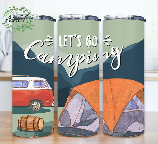 Let’s Go Camping Design Png, Camper 20oz Skinny Tumbler, Camper Sublimation for Straight, Outdoor Tumbler Design, Camping Tumbler Png, Instant Download Sublimation AdriOP 