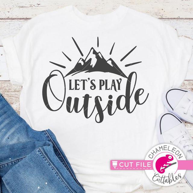 Let's play outside - Camping Hiking Outdoor SVG Chameleon Cuttables 