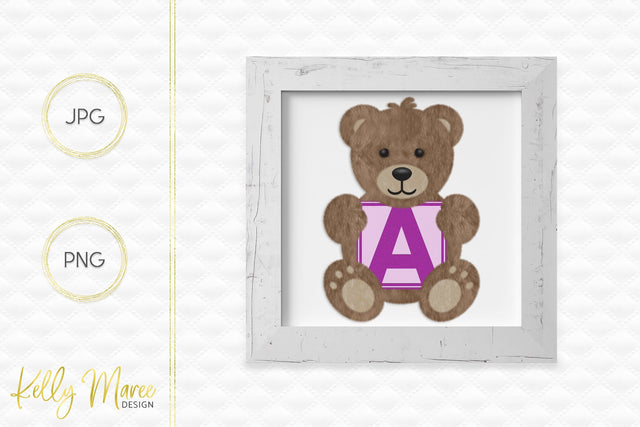 Letter A Bear Graphic Sublimation Kelly Maree Design 