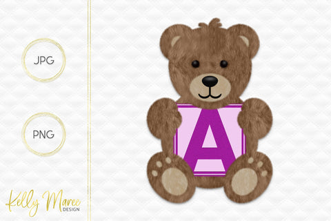 Letter A Bear Graphic Sublimation Kelly Maree Design 