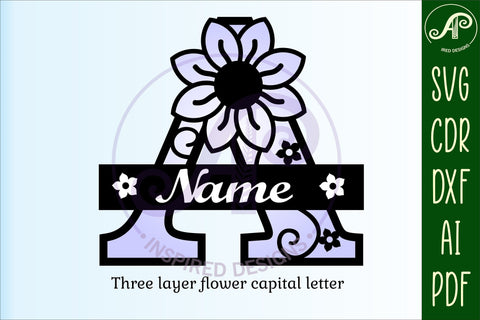 Letter A Flower Layer Monogram SVG File SVG APInspireddesigns 