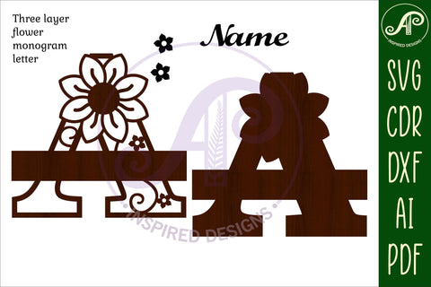 Letter A Flower Layer Monogram SVG File SVG APInspireddesigns 