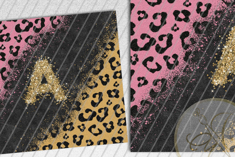 Letter A Leopard and Glitter 20oz Skinny Tumbler Sublimation | Blush Pink Sublimation Marlene Campos 
