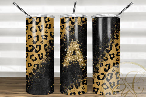 Letter A Leopard and Glitter 20oz Skinny Tumbler Sublimation | Classic leopard Sublimation Marlene Campos 