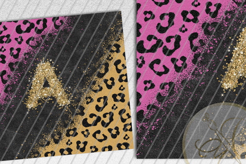 Letter A Leopard and Glitter 20oz Skinny Tumbler Sublimation | Hot Pink Sublimation Marlene Campos 