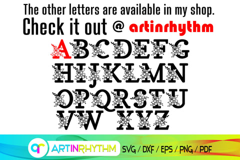 letter a svg, floral alphabet svg SVG Artinrhythm shop 
