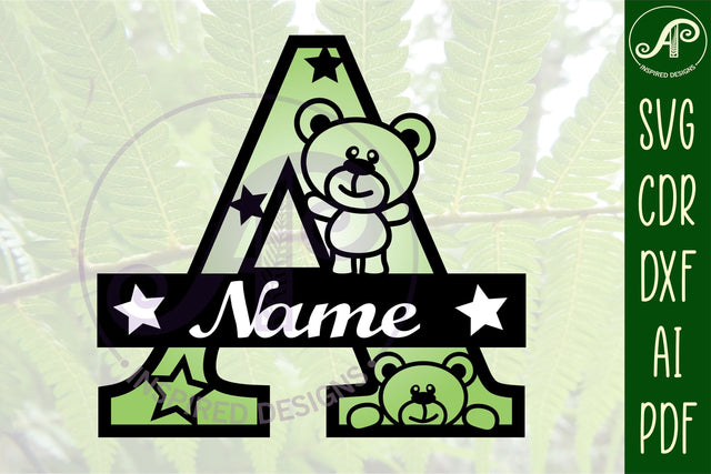 Letter A Teddy Bear Monogram SVG File SVG APInspireddesigns 
