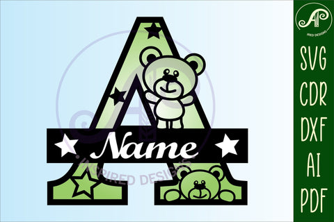 Teddy Bear SVG files, Teddy Bear Split Monogram SVG