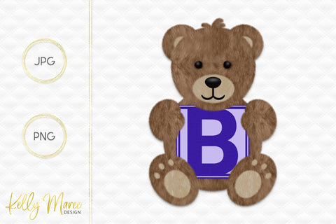 Letter B Bear Graphic Sublimation Kelly Maree Design 