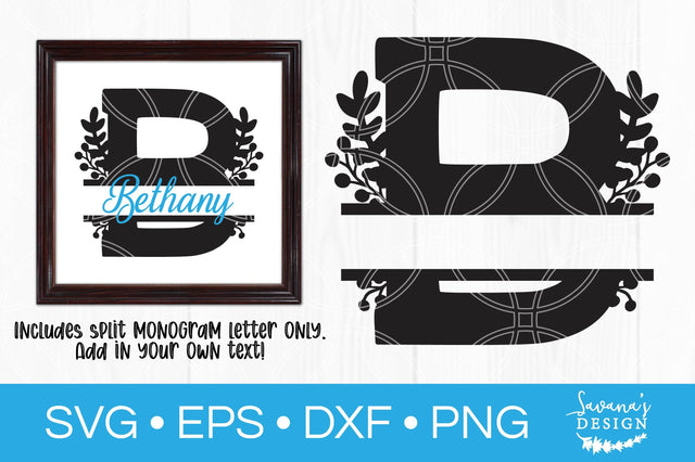 Letter B Floral Split Monogram SVG SVG SavanasDesign 