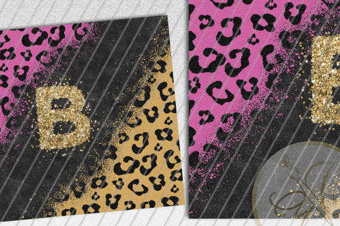 Letter B Leopard and Glitter 20oz Skinny Tumbler Sublimation | Hot Pink Sublimation Marlene Campos 