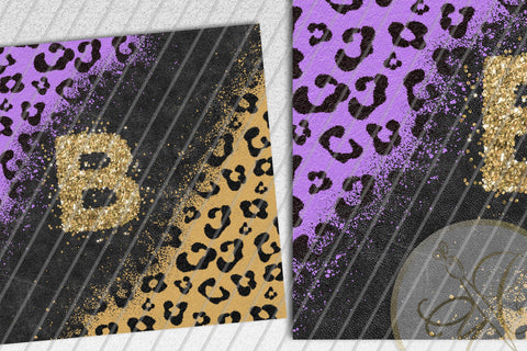 Letter B Leopard and Glitter 20oz Skinny Tumbler Sublimation | Purple Sublimation Marlene Campos 