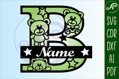 Letter B Teddy Bear Monogram SVG file SVG APInspireddesigns 