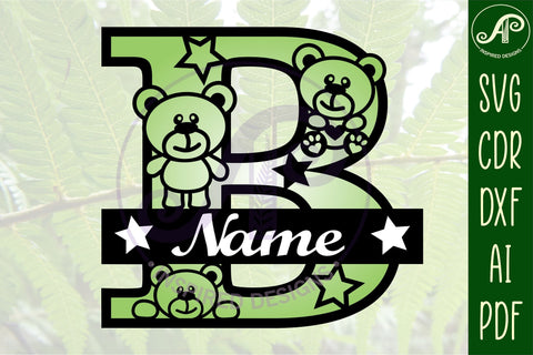Letter B Teddy Bear Monogram SVG file SVG APInspireddesigns 