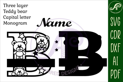 Letter B Teddy Bear Monogram SVG file SVG APInspireddesigns 
