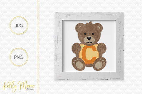 Letter C Bear Graphic Sublimation Kelly Maree Design 