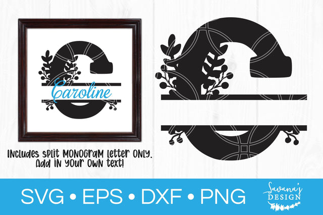 Letter C Floral Split Monogram SVG SVG SavanasDesign 