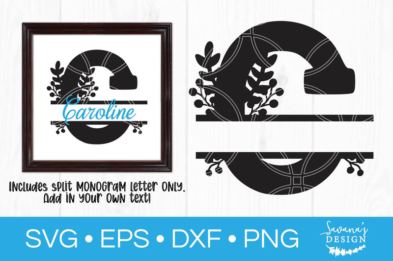 Letter C Floral Split Monogram SVG SVG SavanasDesign 