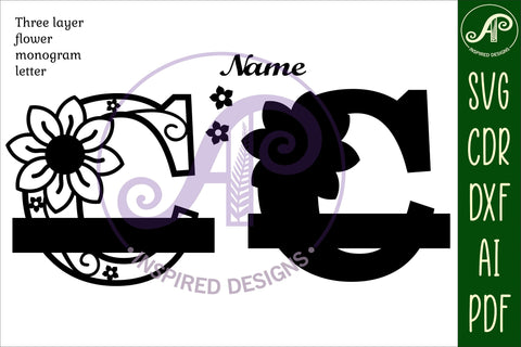 Letter C Flower Layer Monogram SVG File SVG APInspireddesigns 