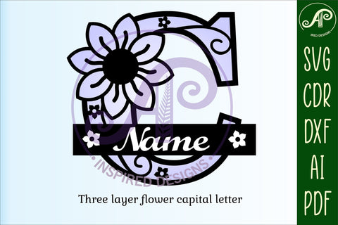 Letter C Flower Layer Monogram SVG File SVG APInspireddesigns 