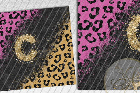 Letter “C” Leopard and Glitter 20oz Skinny Tumbler Sublimation | Hot Pink Sublimation Marlene Campos 