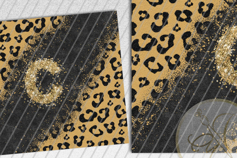 Letter “C” Leopard and Glitter 20oz Skinny Tumbler Sublimation | Natural Leopard Sublimation Marlene Campos 