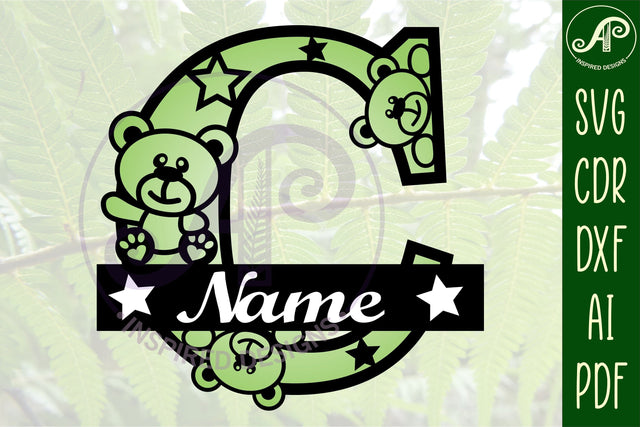 Letter C Teddy Bear Monogram SVG file SVG APInspireddesigns 