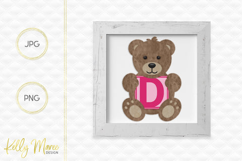 Letter D Bear Graphic Sublimation Kelly Maree Design 