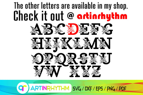 letter d svg, floral alphabet svg SVG Artinrhythm shop 