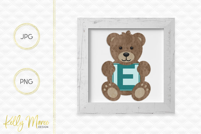Letter E Bear SVG Cut File Sublimation Kelly Maree Design 