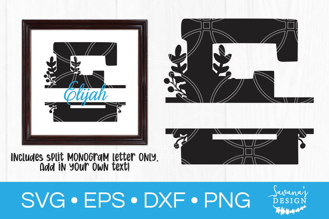 Letter E Floral Split Monogram SVG SVG SavanasDesign 