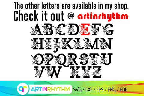 letter e svg, Floral alphabet svg SVG Artinrhythm shop 