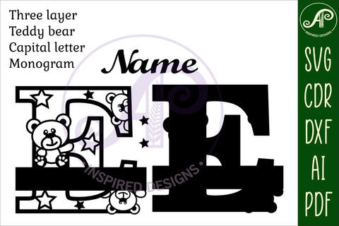 Letter E Teddy Bear Monogram SVG file SVG APInspireddesigns 