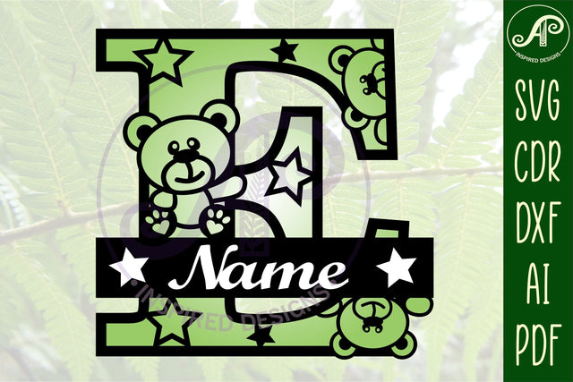 Letter E Teddy Bear Monogram SVG file SVG APInspireddesigns 