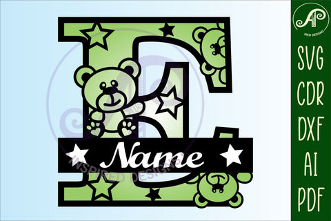 Letter E Teddy Bear Monogram SVG file SVG APInspireddesigns 