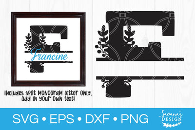 Letter F Floral Split Monogram SVG SVG SavanasDesign 