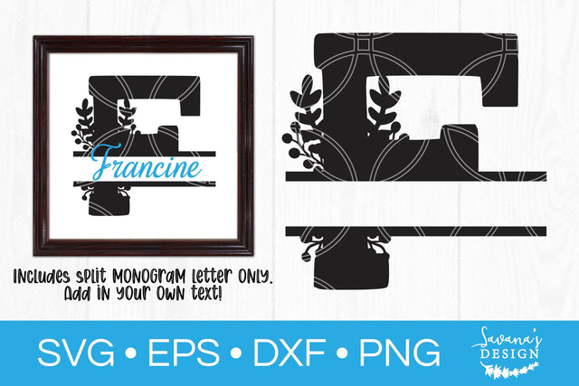 Letter F Floral Split Monogram SVG SVG SavanasDesign 